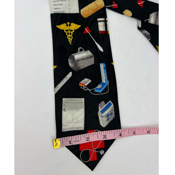 Doctor's Office Visit Men's Neck Tie Medical Bag Doctor Nurse Black Necktie - Picture 6 of 6
